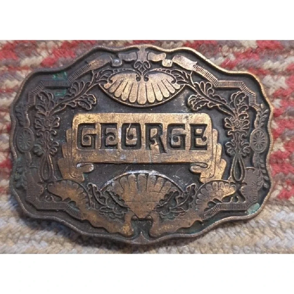 VINTAGE GEORGE BRASS‎ Bronze BELT BUCKLE COLLECTIBLE